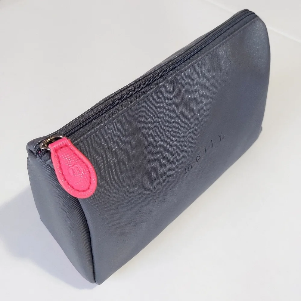 Cosmetics Makeup Bags Gray Pink Womens Girls PU Leather Zipper Pouch Makeup Case